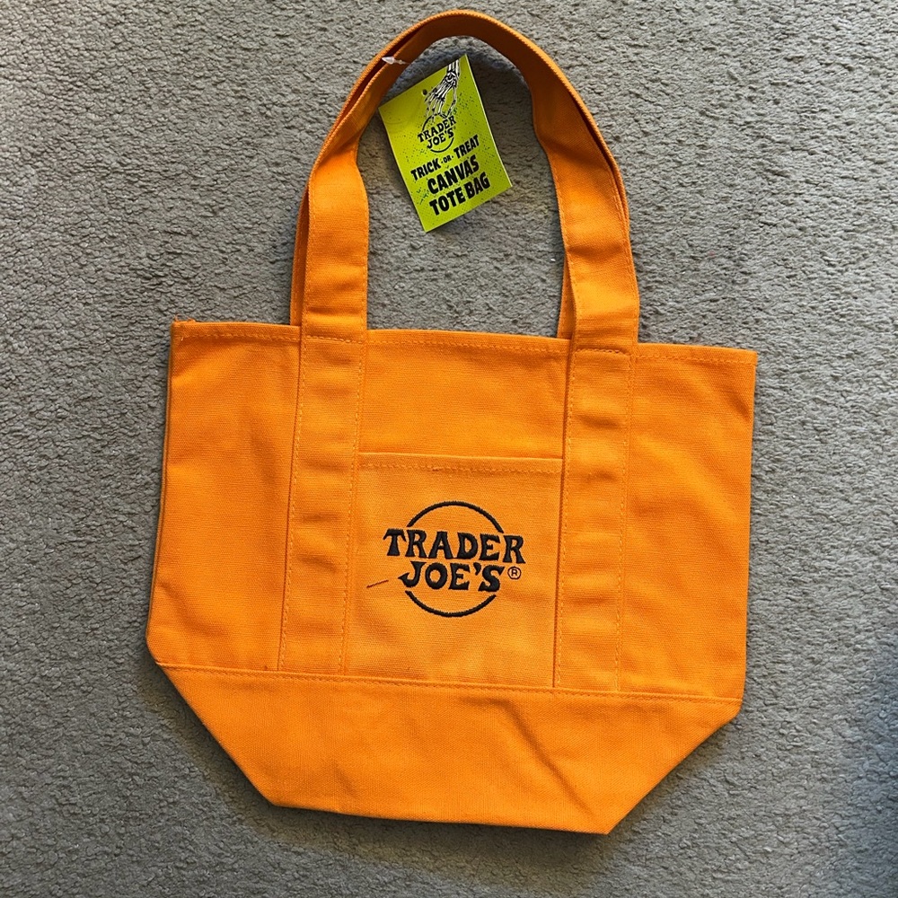 Trader Joe's Orange Canvas Mini Tote Bag Halloween Edition 🎃